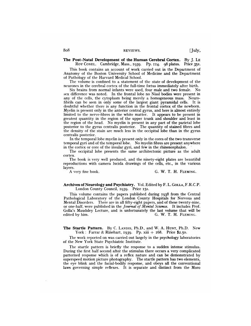 The Post-Natal Development of the Human Cerebral Cortex. By J. Le Roy ...