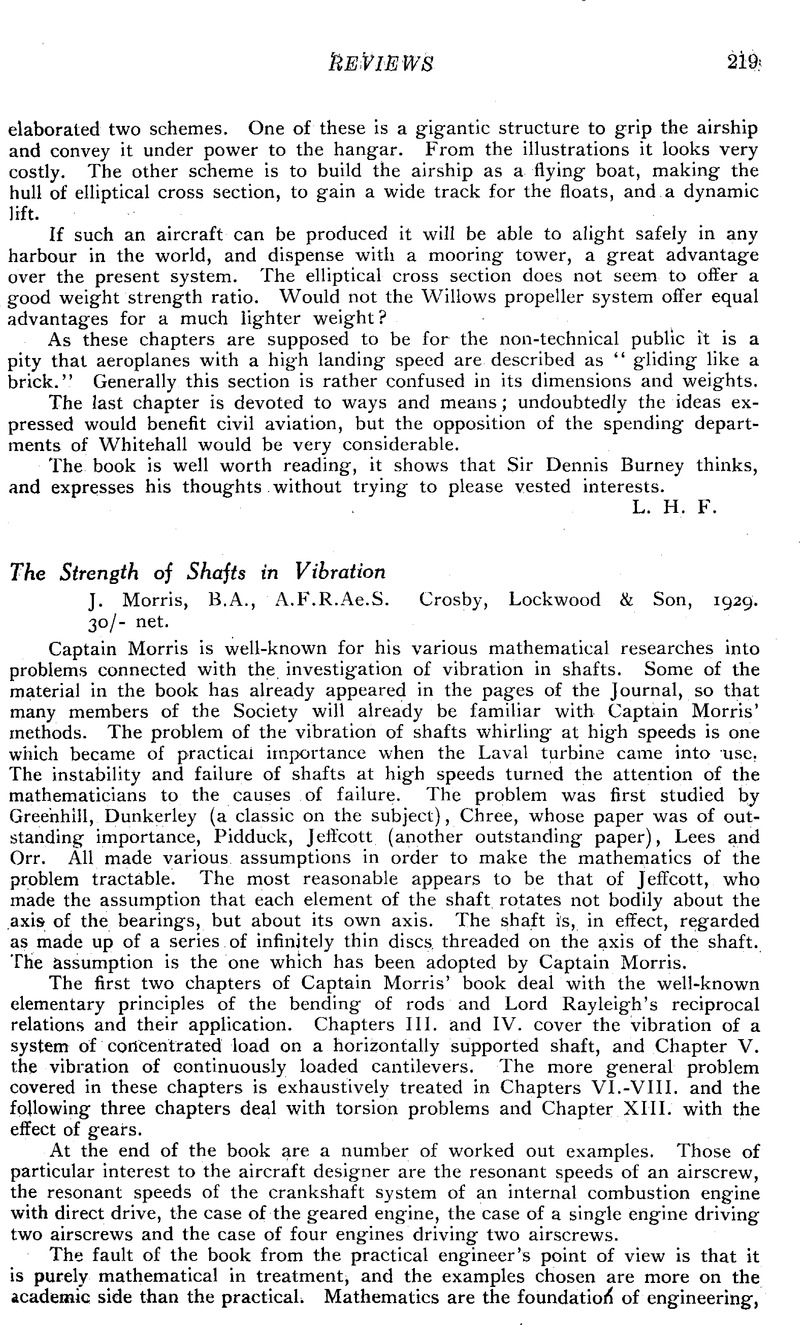 The Strength of Shafts in Vibration. J. Morris, B.A., A.F.R.Ae.S
