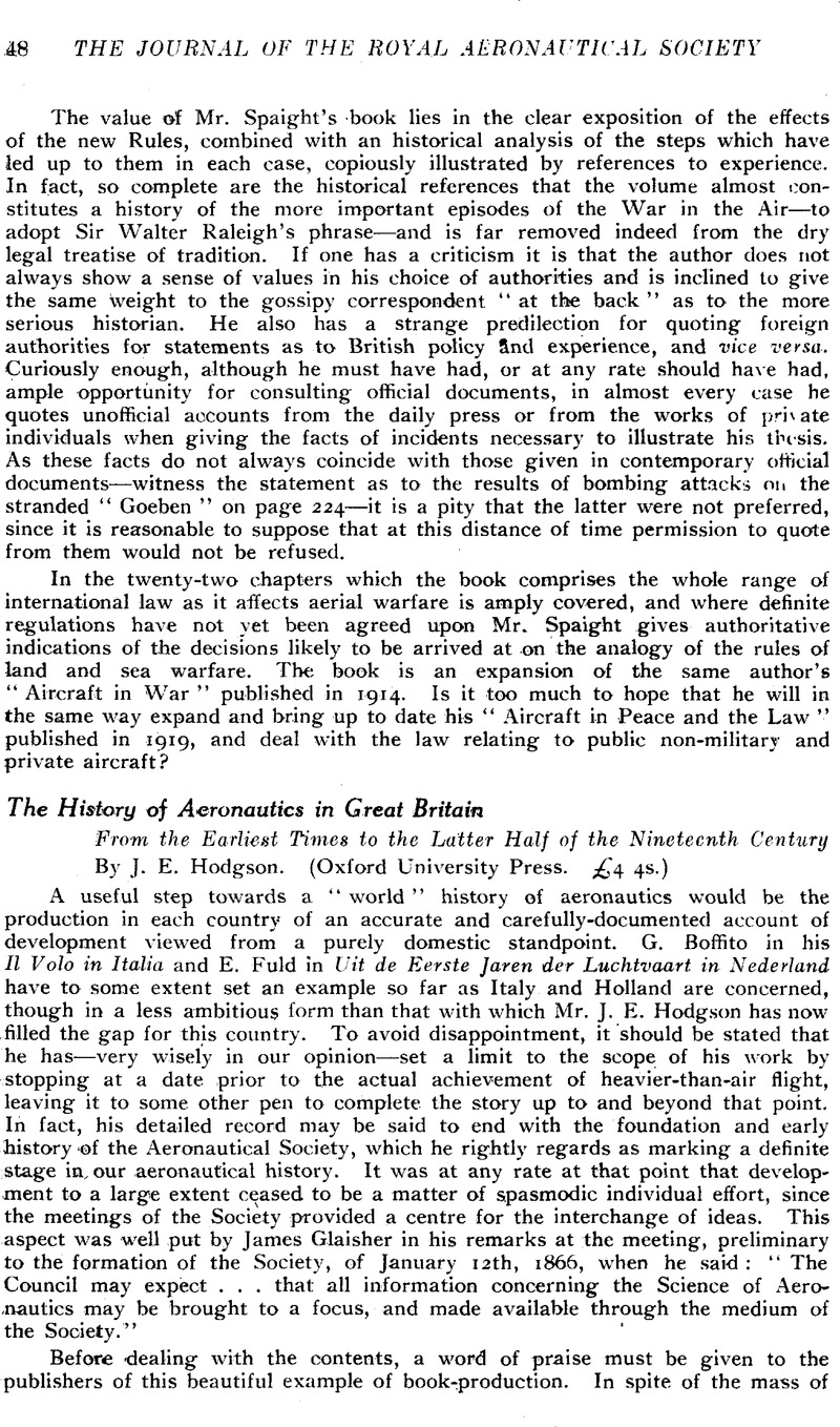 The History of Aeronautics in Great Britain. From the Earliest Times to ...