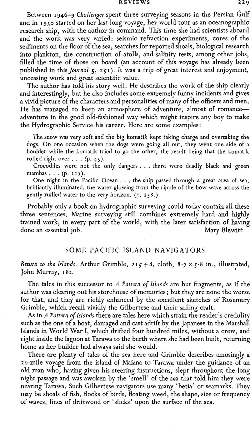 Some Pacific Islands Navigators - Return to the Island. Arthur Grimble ...