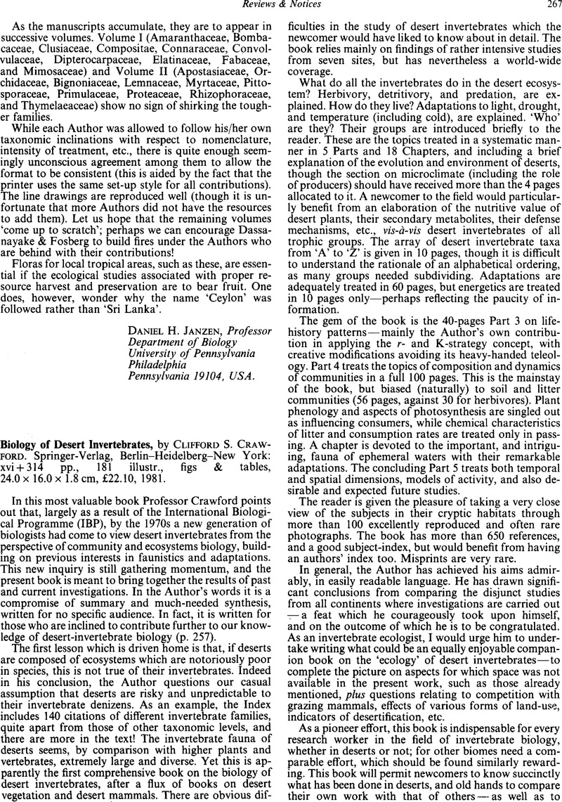 Biology of Desert Invertebrates, by Clifford S. Crawford. Springer