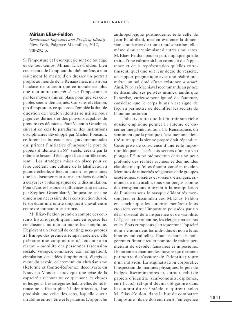 Renaissance Impostors and Proofs of Identity