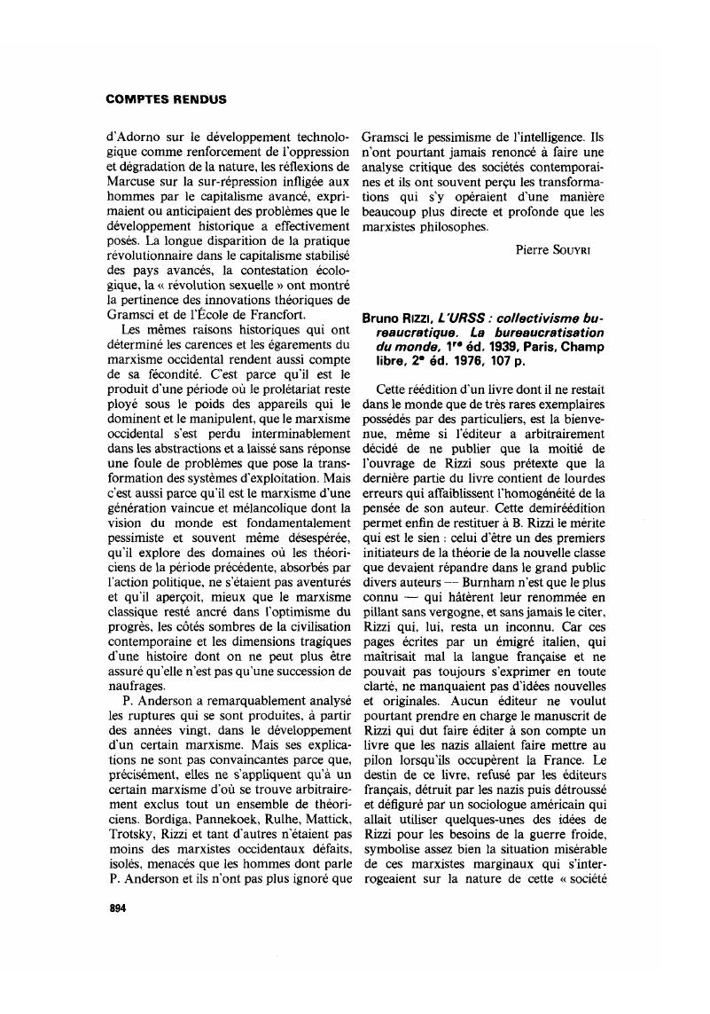 Bruno Rizzi Bruno Rizzi, L'URSS : collectivisme bureaucratique. La ...