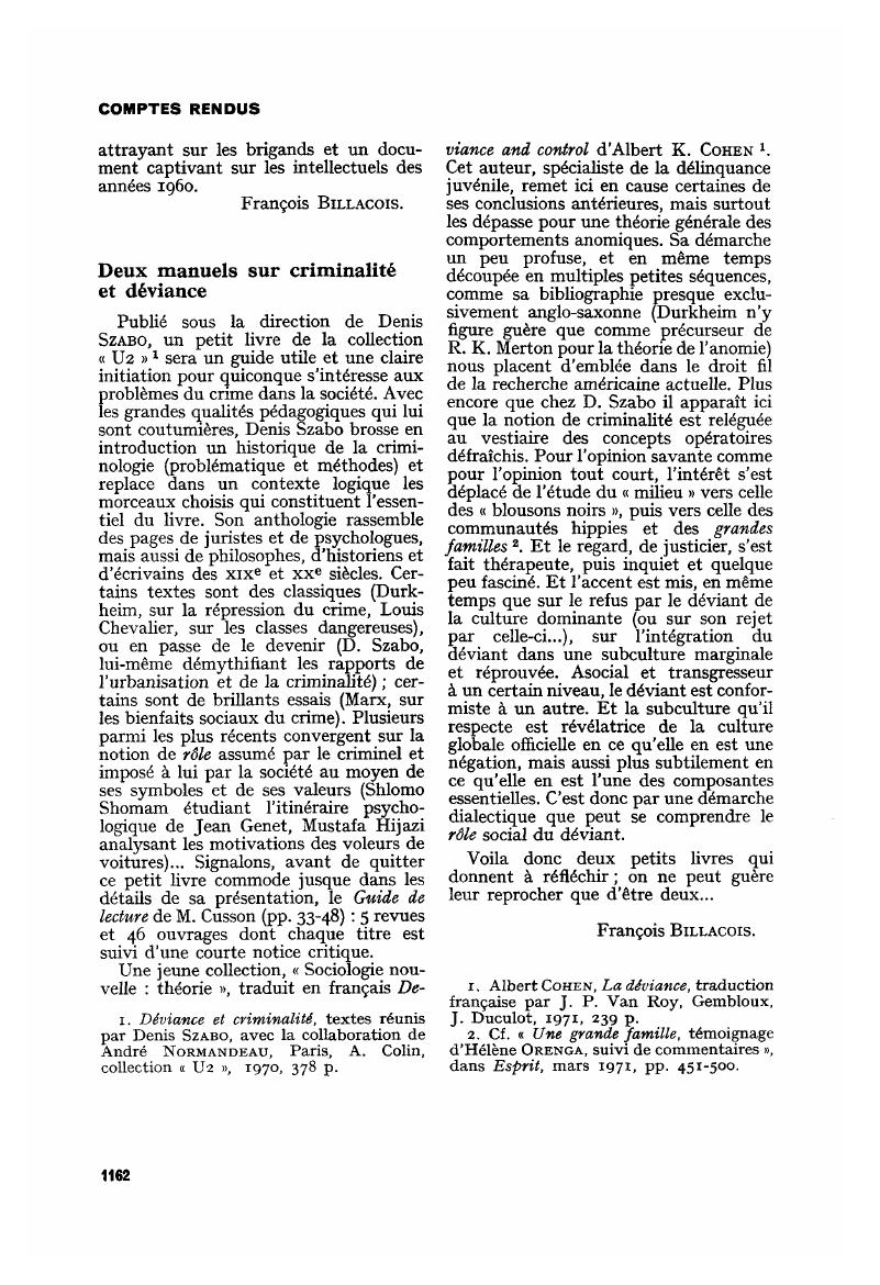 Deux manuels sur criminalité et déviance | Annales. Histoire, Sciences ...