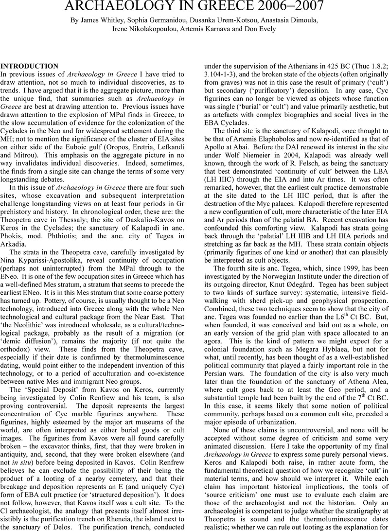 Introduction | Archaeological Reports | Cambridge Core