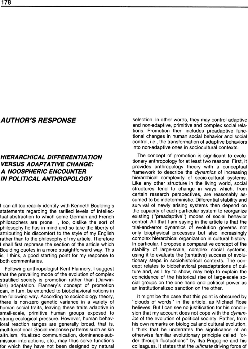 Hierarchical Differentiation Versus Adaptative Change: A Noospheric ...