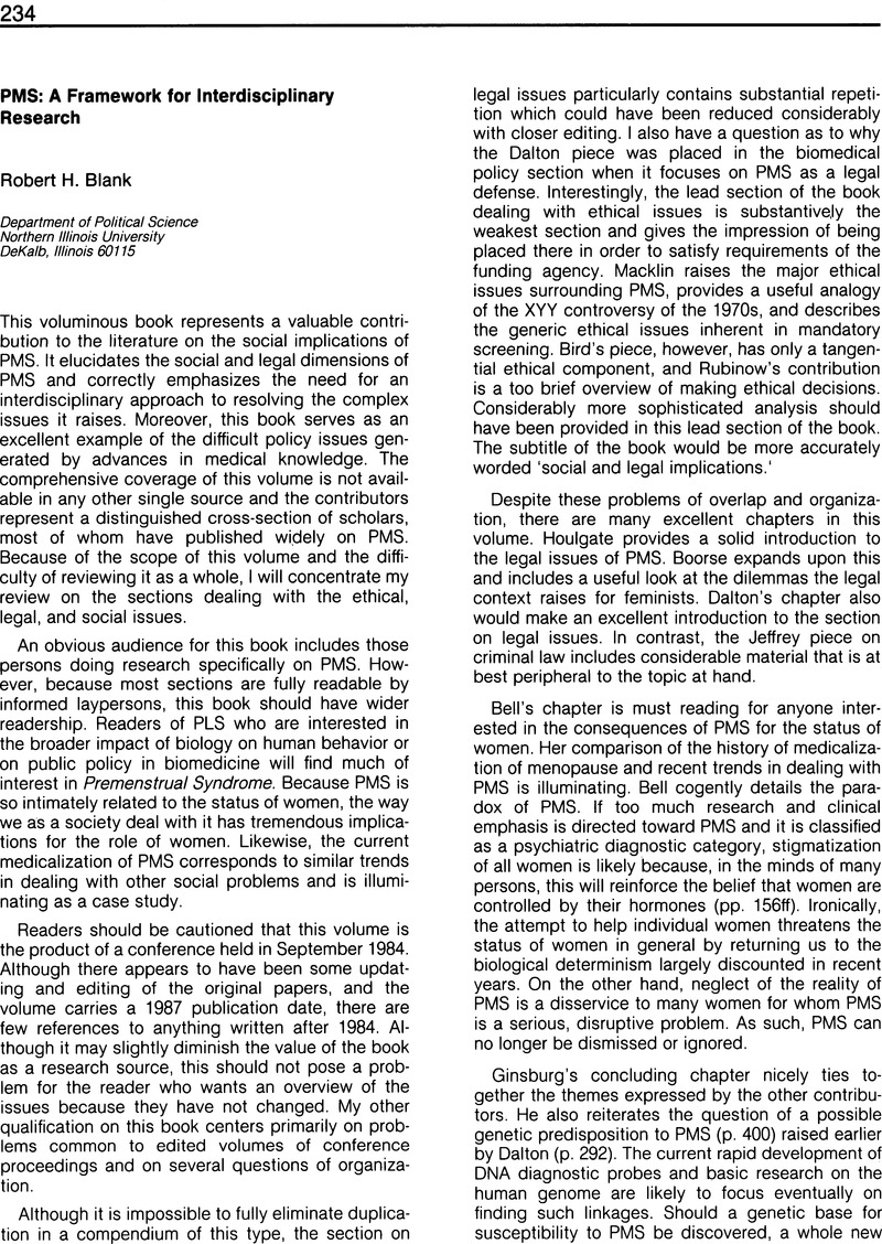 PMS: A Framework for Interdisciplinary Research | Politics and the Life ...