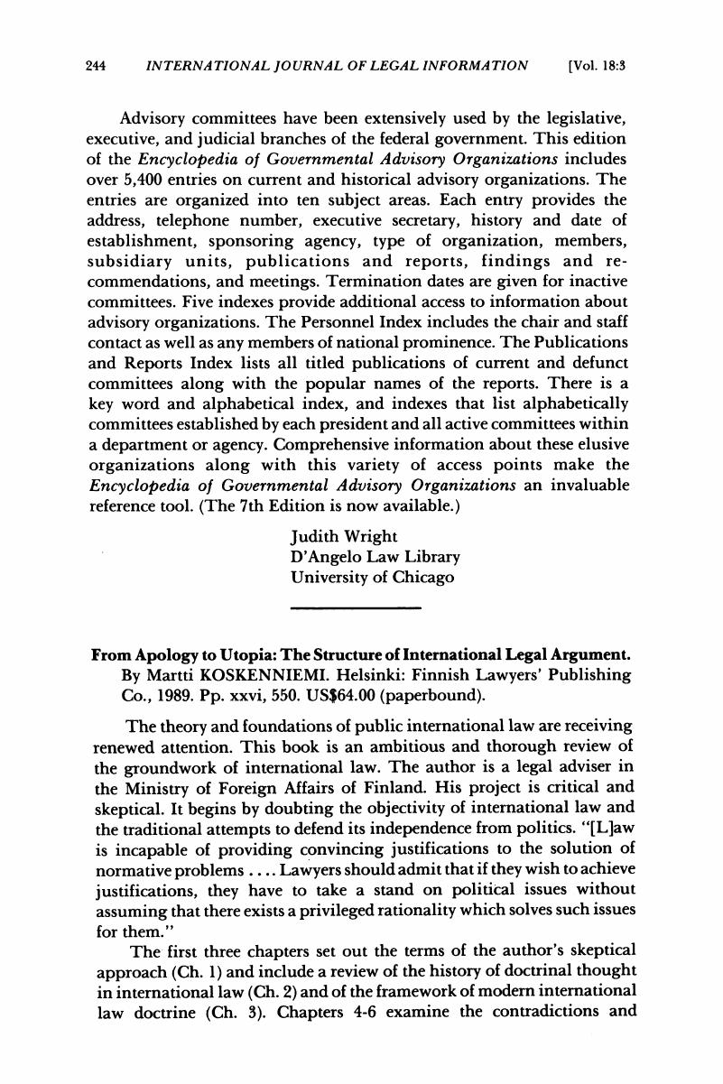 From Apology To Utopia: The Structure Of International Legal Argument ...