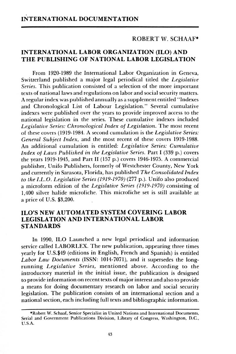 Ilo Page International Labor Organization (ILO) and the Publishing of National ...
