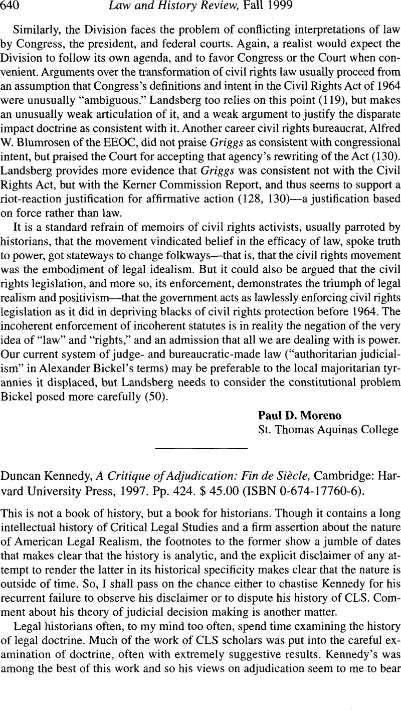 Duncan Kennedy, A Critique Of Adjudication: Fin De Siecle, Cambridge ...