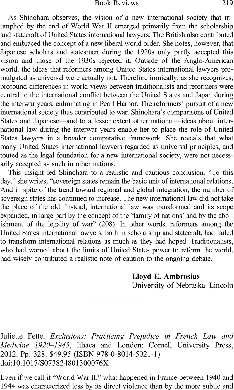 Exclusions: Practicing Prejudice in French Law and Medicine, 1920-1945