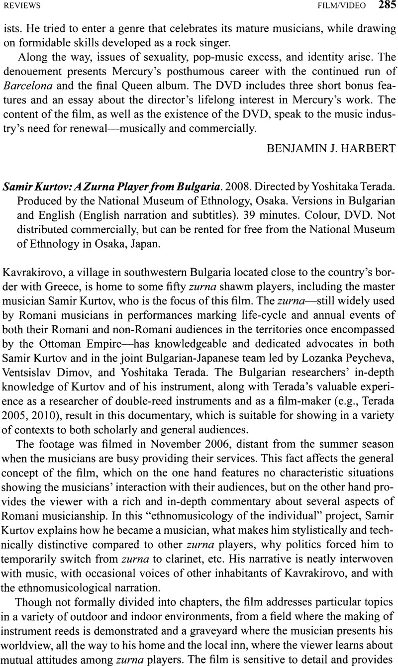 Samir Kurtov A Zurna Player from Bulgaria. 2008. Directed by Yoshitaka