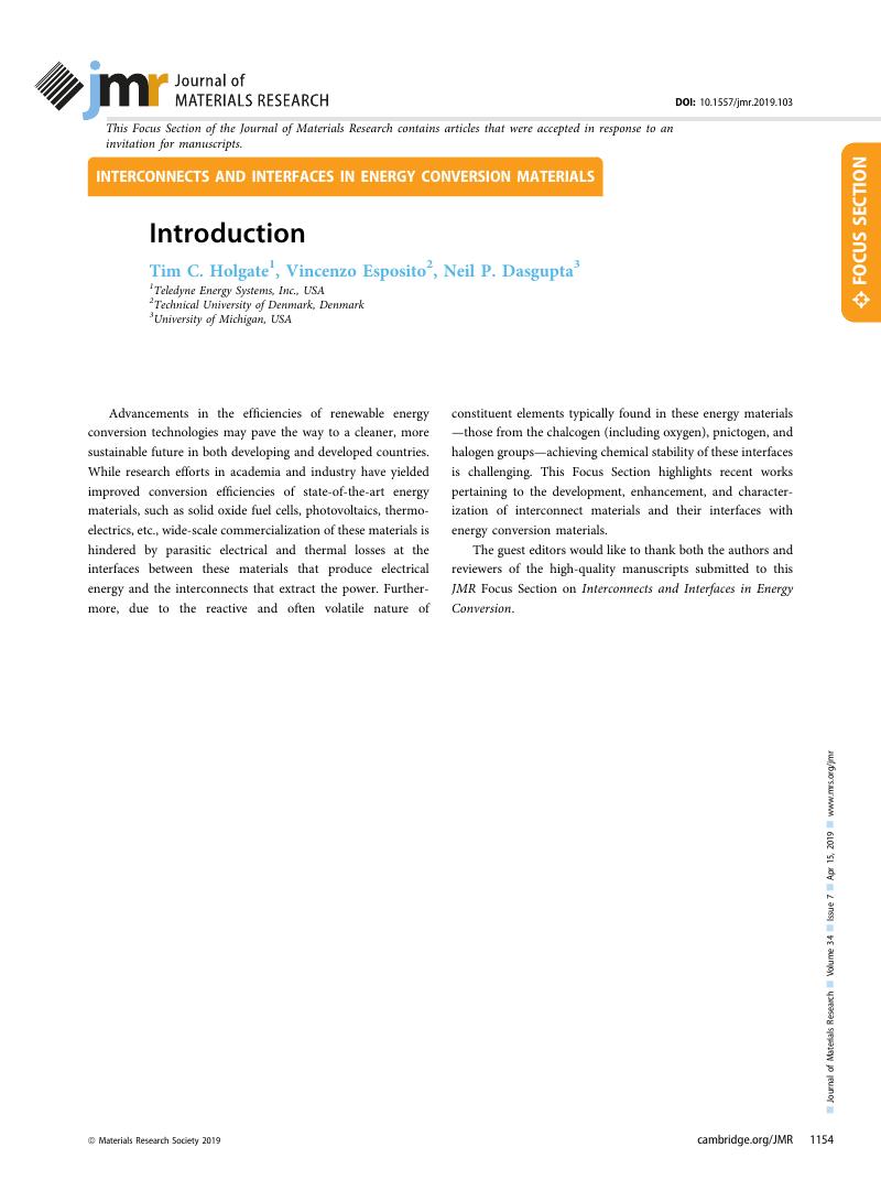 Introduction | Journal Of Materials Research | Cambridge Core