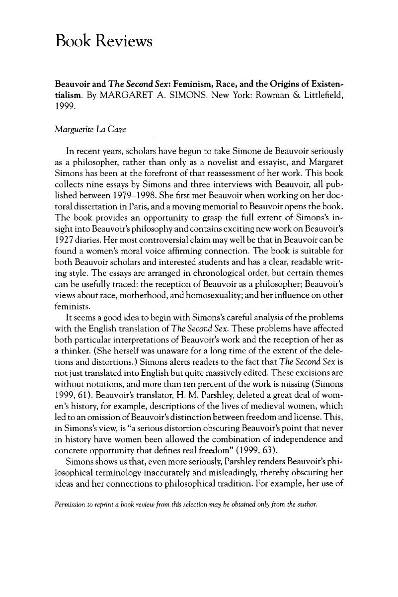 Beauvoir And The Second Sex Feminism Race And The Origins Of Existentialism By Margaret A 