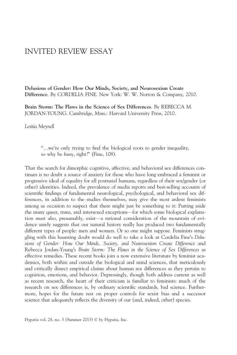 Delusions Of Gender How Our Minds Society And Neurosexism Create Difference By Cordelia Fine 6398