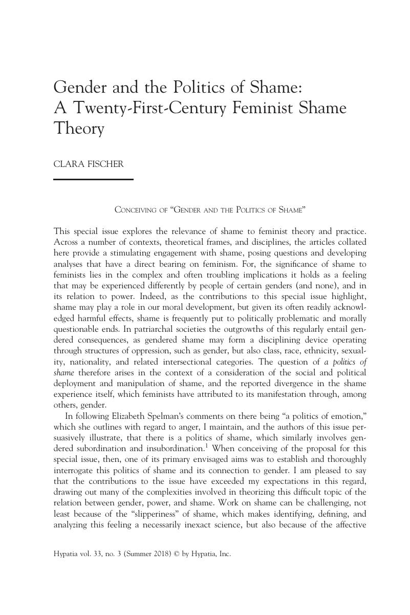 shame theory essay