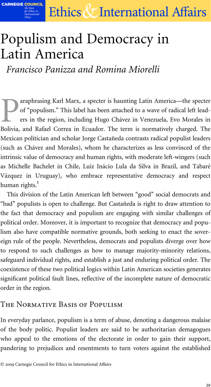 Populism And Democracy In Latin America | Ethics & International ...