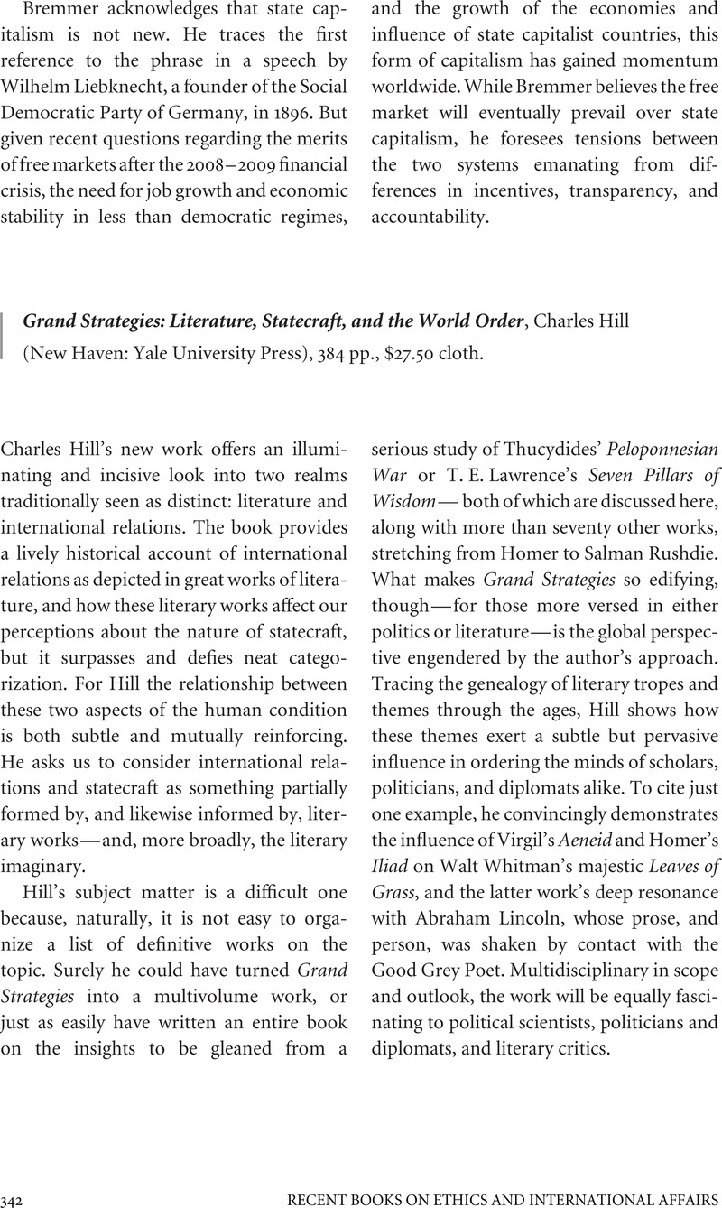 Grand Strategies: Literature, Statecraft, and the World Order, Charles ...