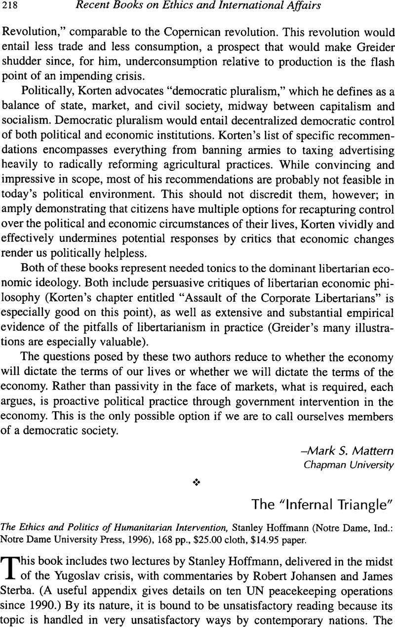 The “Infernal Triangle” - The Ethics and Politics of Humanitarian ...
