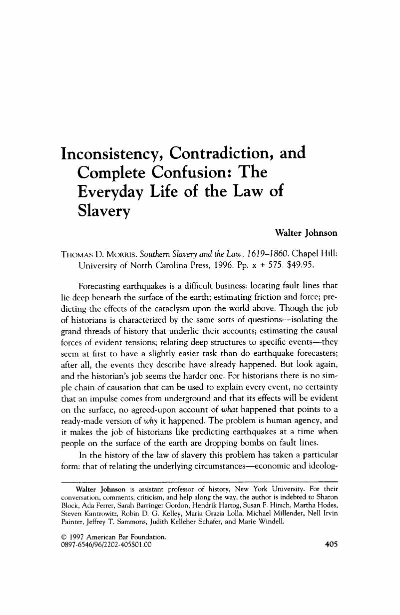 Southern Slavery and the Law, 1619-1860 (Studies in Legal History)