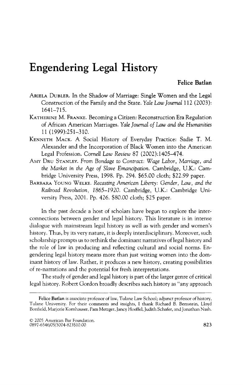 Engendering Legal History | Law & Social Inquiry | Cambridge Core