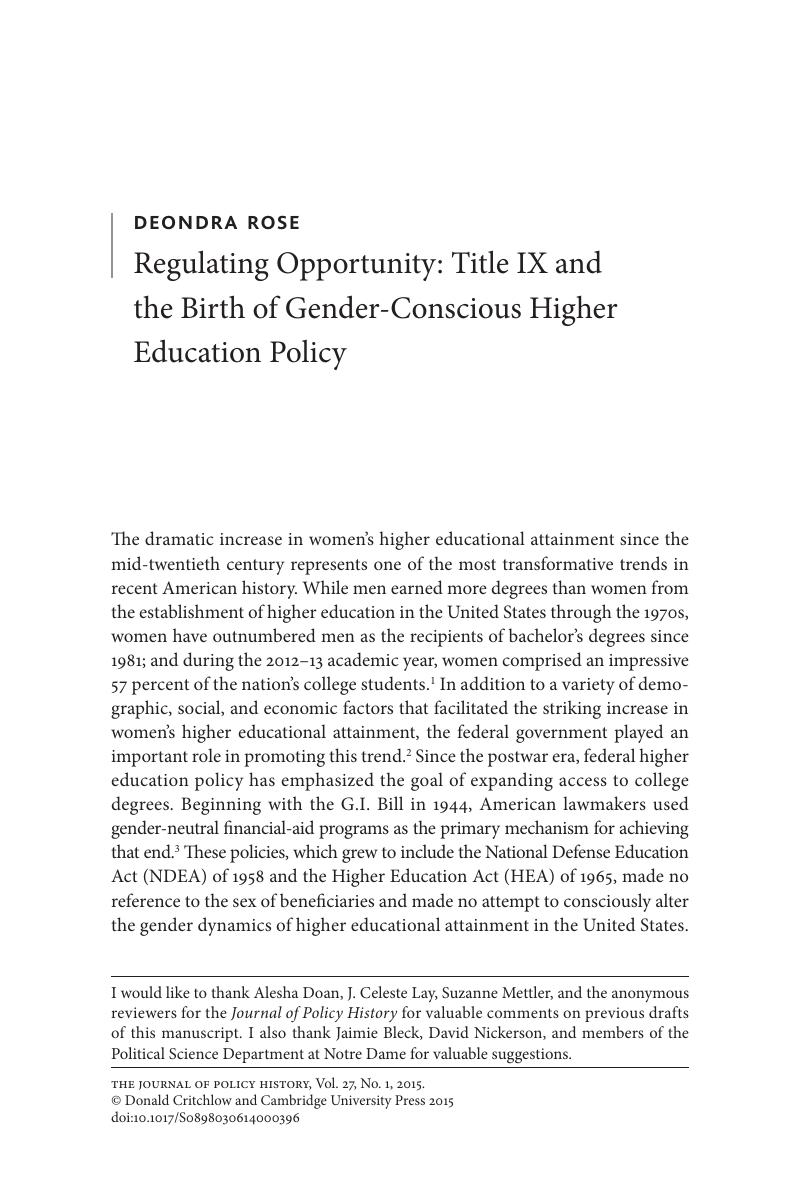 higher education policy journal