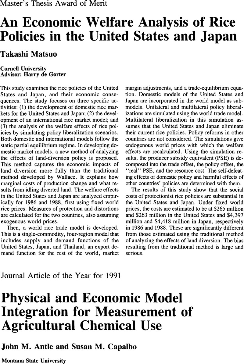 northeastern journal of agricultural and resource economics