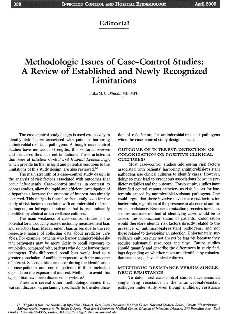 case control study example article