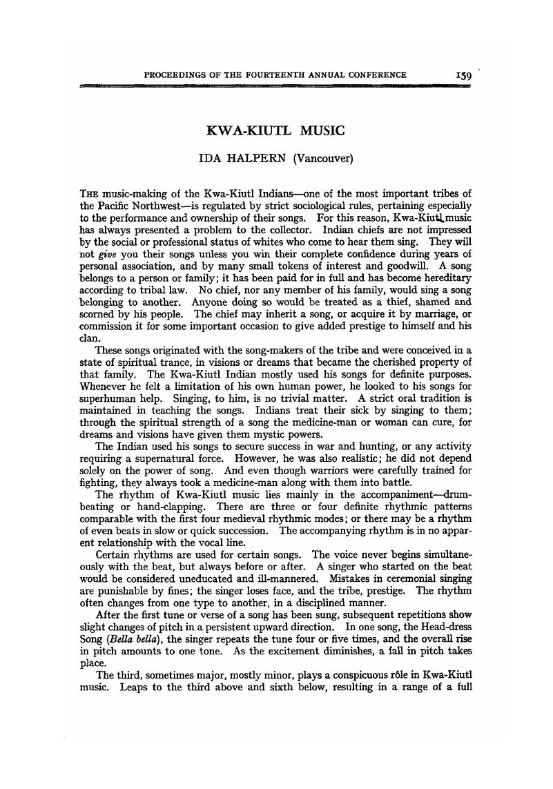 KwaKiutl Music Journal of the International Folk Music Council