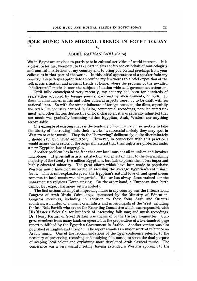 Folk Music and Musical Trends in Egypt Today Journal of the