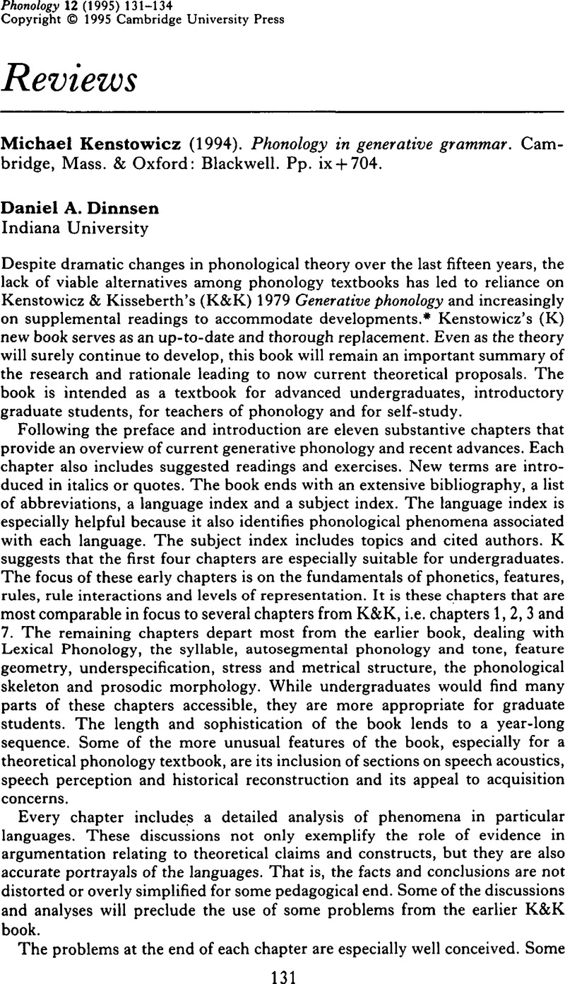 Kenstowicz Michael (1994). Phonology in generative grammar