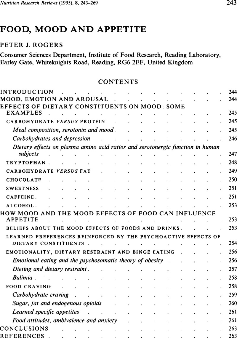 food and mood research articles