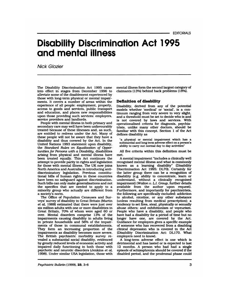 research paper on disability discrimination