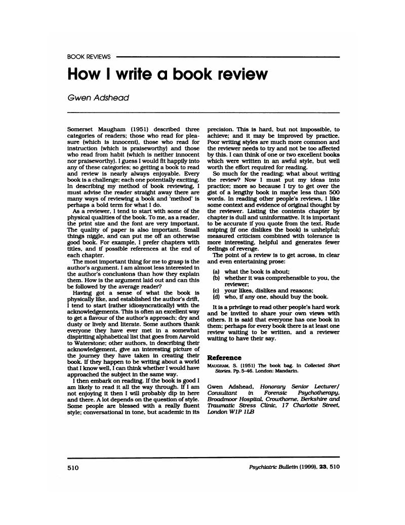 how to write a very short book review