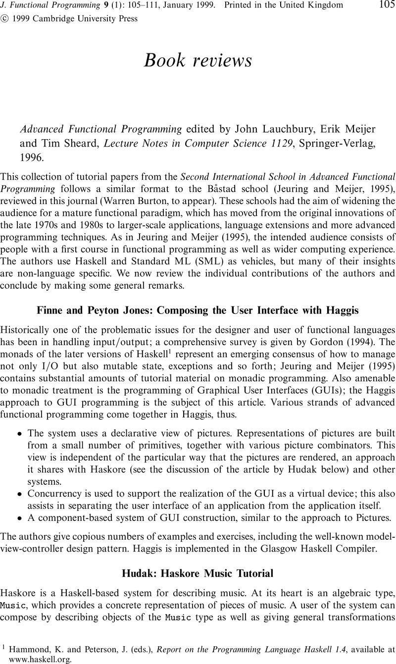 Advanced Functional Programming: Lecture Notes in Computer Science 925 ...