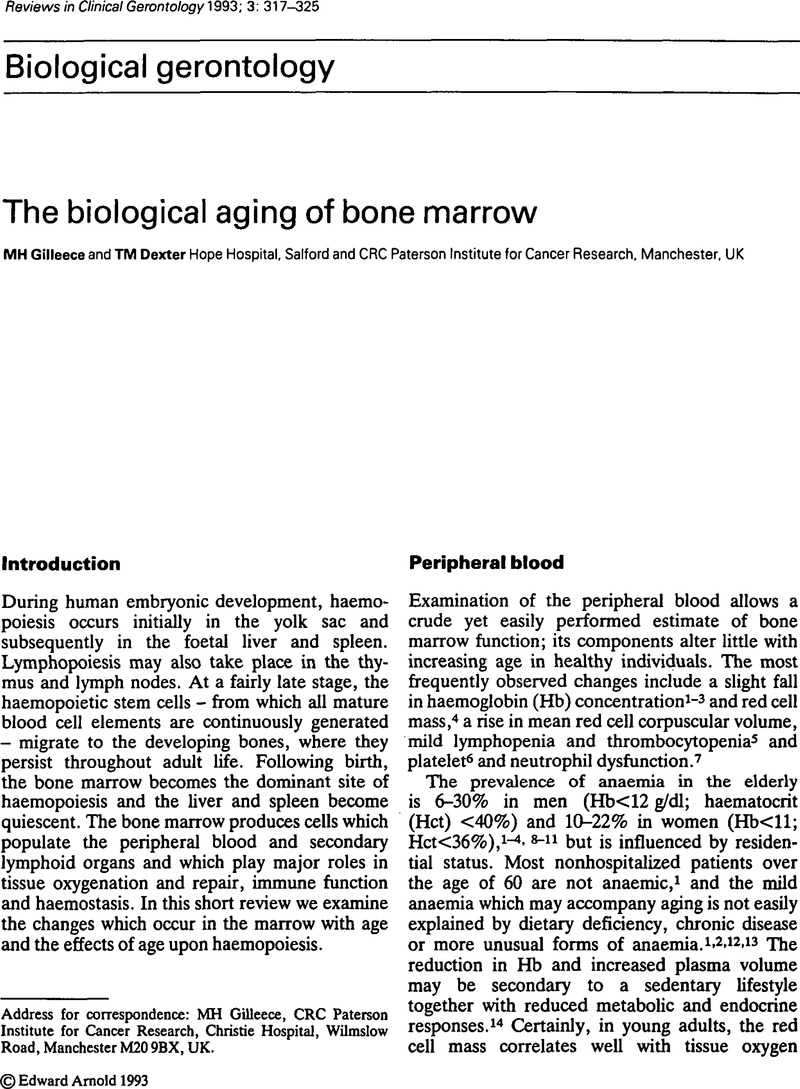 The biological aging of bone marrow | Reviews in Clinical Gerontology ...