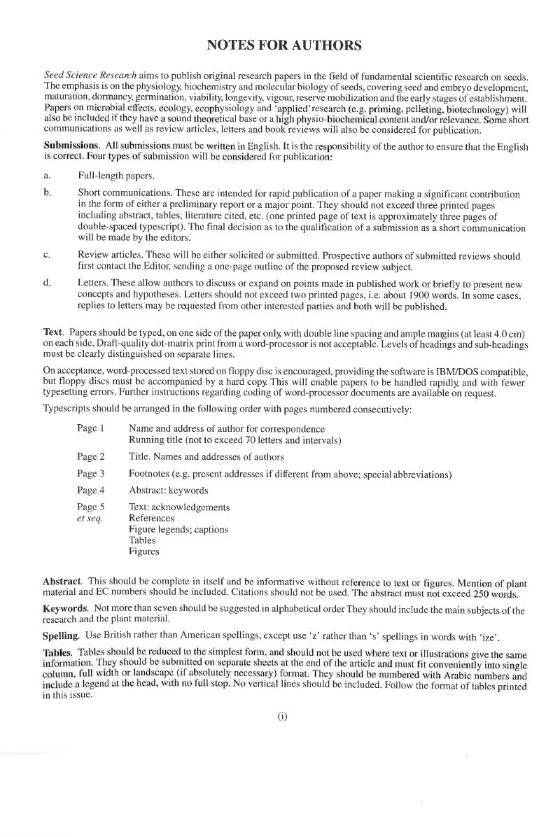 Notes For Research Paper Notes for Authors | Seed Science Research | Cambridge Core