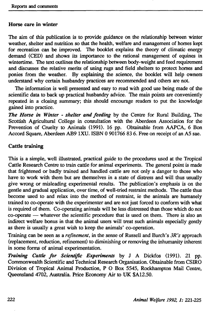 Cattle training Animal Welfare Cambridge Core