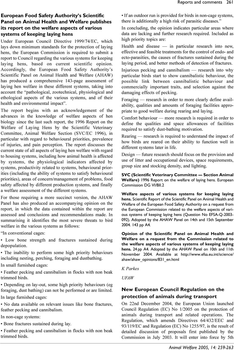 New European Council Regulation on the protection of animals during ...