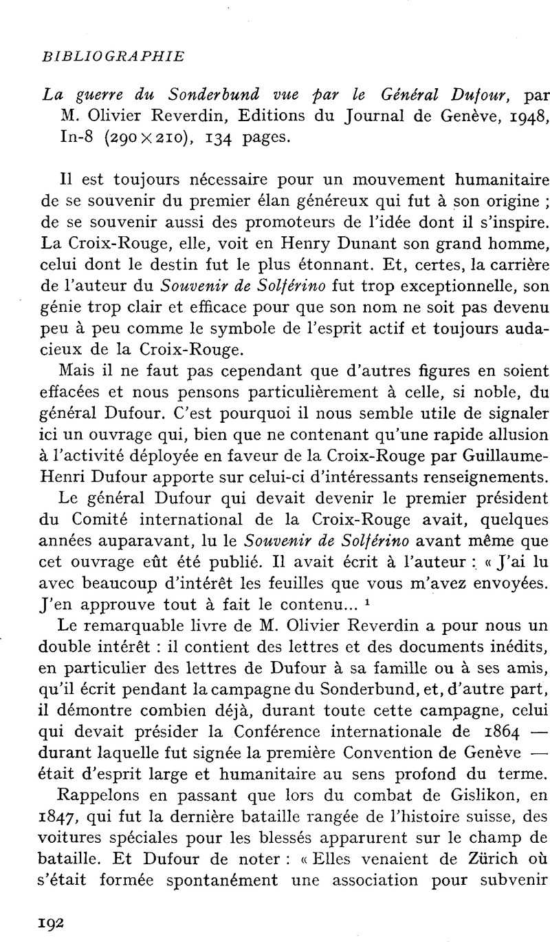 La guerre du Sonderbund vue par le Général Dufour, par M. Olivier ...