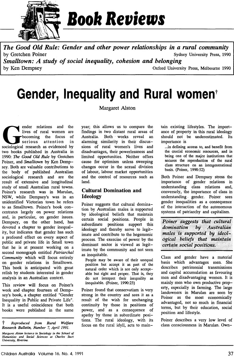 Gender Inequality And Rural Women The Good Old Rule Gender And Other Power Relationships In 2842