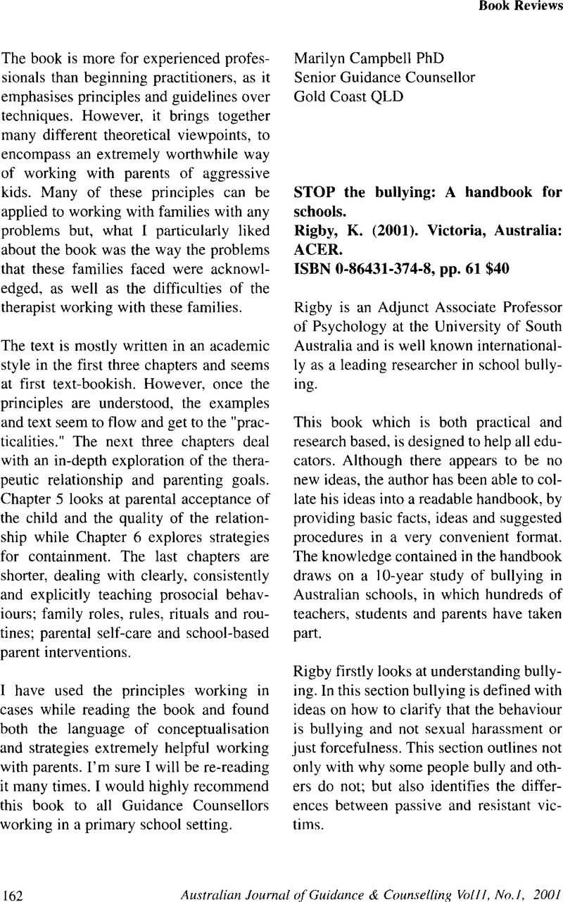 Stop the Bullying: A Handbook for Schools