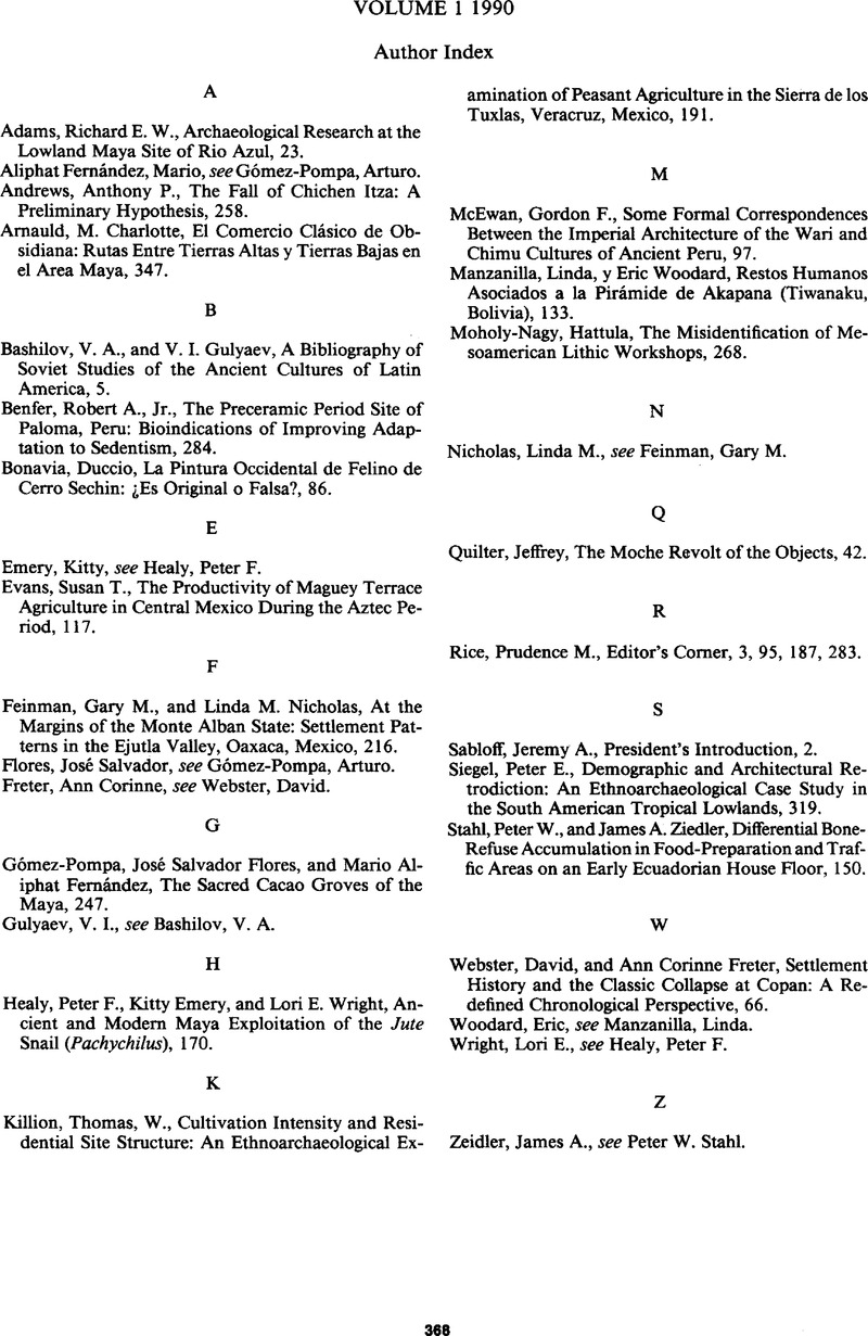 Volume 1 1990 Latin American Antiquity Cambridge Core