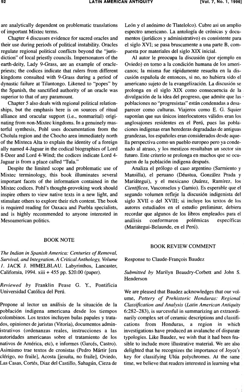 Response to Claude-François Baudez | Latin American Antiquity ...