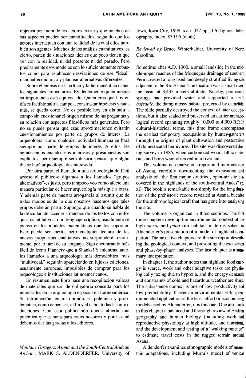 Montane Foragers: Asana and the South-Central Andean Archaic