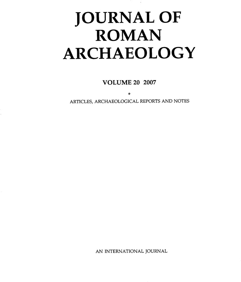 Prelims And Table Of Contents | Journal Of Roman Archaeology ...