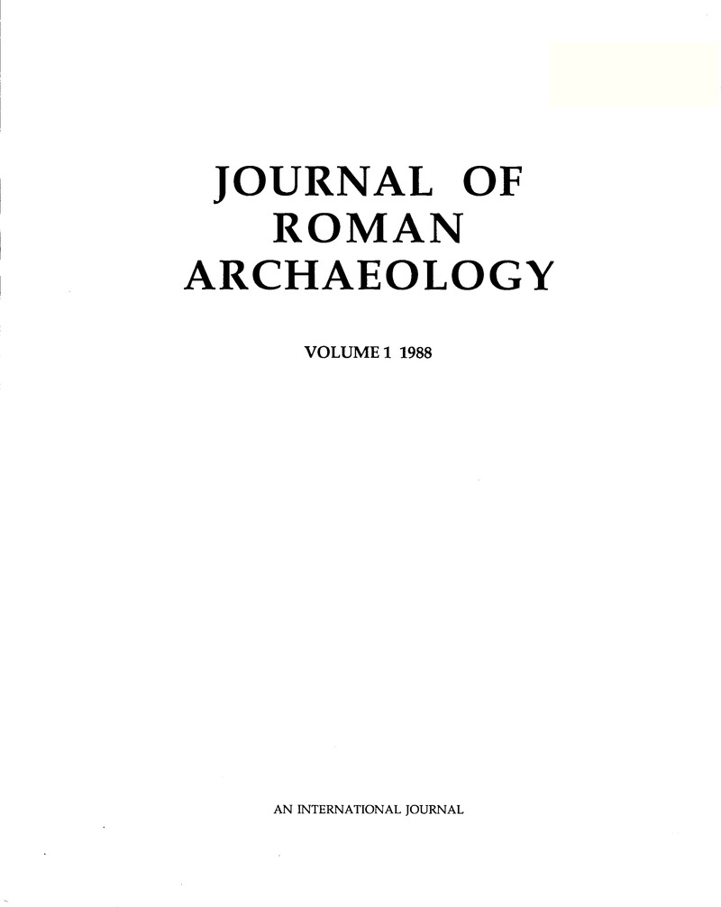 Prelims And Table Of Contents | Journal Of Roman Archaeology ...