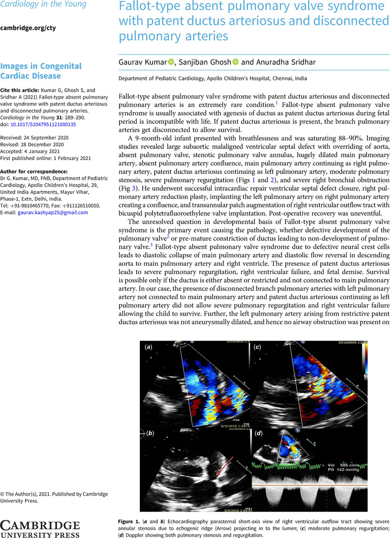 Fallot-type absent pulmonary valve syndrome with patent ductus ...