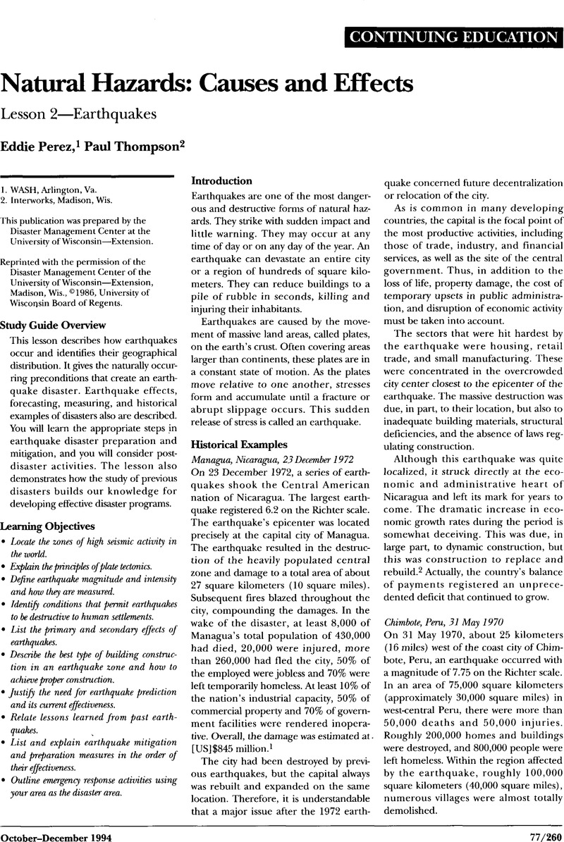 Natural Hazards Causes And Effects Lesson 2 Earthquakes Prehospital 