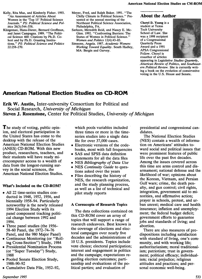 American National Election Studies on CD-ROM | PS: Political